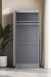 FWStyle 2 Door Double Wardrobe Matt Grey Oak Top Bedroom Furniture - thumbnail 2