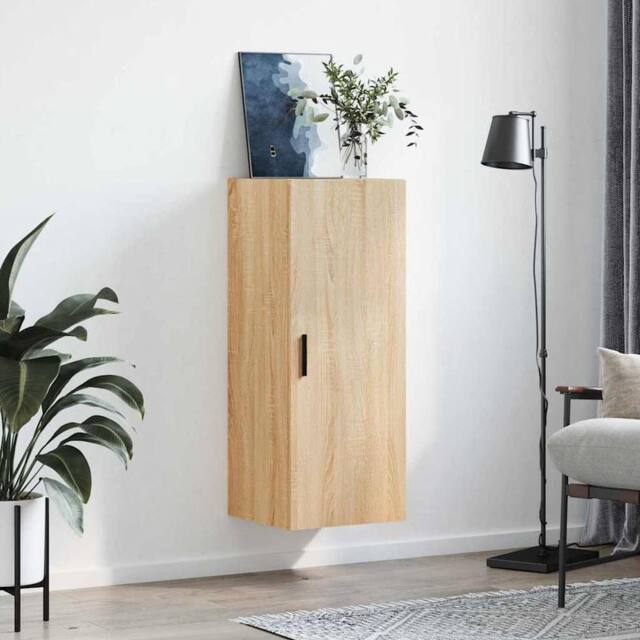 Berkfield Home Wall Mounted Cabinet Sonoma Oak 34.5x34x90 cm in Light Oak - image 1