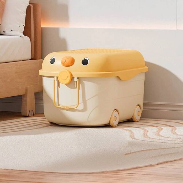 SPETLEK Plastic Storage Box With Building Blocks Lid Stackable yellow - Size: 500mm - image 1