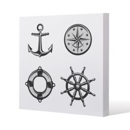 Benjamin Tate Design Nautical Icons (Canvas Print) / 90 x 90 x 4cm in Natural - Size: 90 x 90 x 4 cm - thumbnail 1
