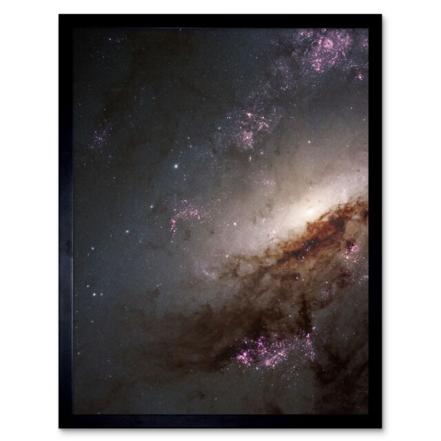 Artery8 Hubble Space Telescope Image NGC 4258 Messier 106 Orange Purple Intermediate Spiral Galaxy Star Dust Clouds Art Print Framed Poster Wall - image 1