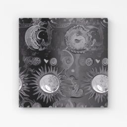 "Warren Reed - Designer Black Grey Abstract Sun & Moon Canvas - Size: W16"" x H16""" - thumbnail 1