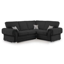Furnishings For Less UK Milan 4 Seater L Shaped Corner Sofa Full Back Chesterfield Arms Black Right Hand Facing - thumbnail 2