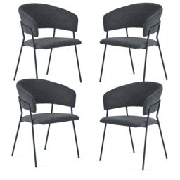Set of 4 Dark Grey Upholstered Dining Chairs - thumbnail 1