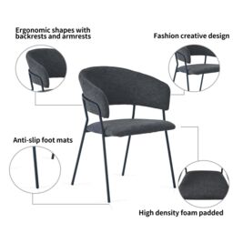 Set of 4 Dark Grey Upholstered Dining Chairs - thumbnail 3