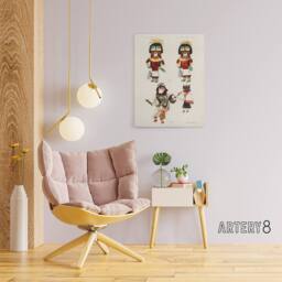 "Artery8 Hopi Kachinas Hopi Native Vintage Canvas Wall Art in White - Size: W18"" x H24""" - thumbnail 3