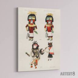 "Artery8 Hopi Kachinas Hopi Native Vintage Canvas Wall Art in White - Size: W18"" x H24""" - thumbnail 2