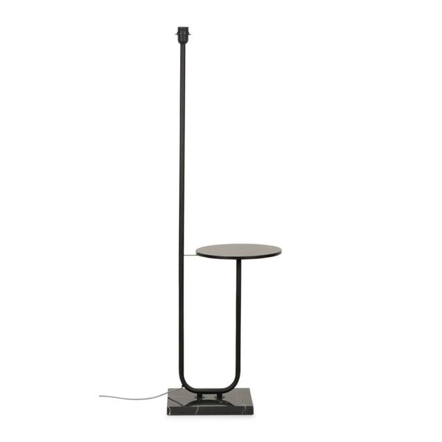 ValueLights Tavel Black & Marble Floor Lamp Base With Built In Side Table - image 1