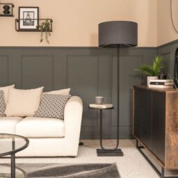 ValueLights Tavel Black & Marble Floor Lamp Base With Built In Side Table - thumbnail 6
