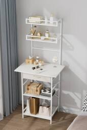 Living and Home 4-Tier Open Shelves Dressing Table with Drawer in White - thumbnail 5