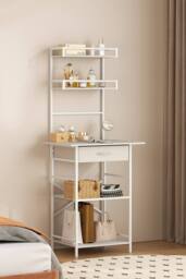 Living and Home 4-Tier Open Shelves Dressing Table with Drawer in White - thumbnail 4