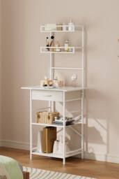 Living and Home 4-Tier Open Shelves Dressing Table with Drawer in White - thumbnail 2