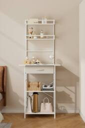 Living and Home 4-Tier Open Shelves Dressing Table with Drawer in White - thumbnail 3