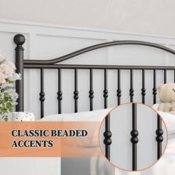 London Boutique Double Metal Bed Frame Iron Platform Bed w/ Headboard & Footboard in Black - thumbnail 4