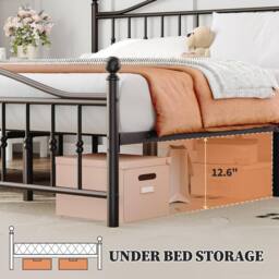London Boutique Double Metal Bed Frame Iron Platform Bed w/ Headboard & Footboard in Black - thumbnail 7