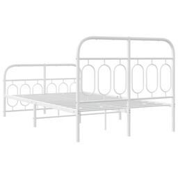 Berkfield Home Metal Bed Frame without Mattress with Footboard White 120x190cm - Size: 120x190 cm - thumbnail 6