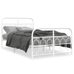 Berkfield Home Metal Bed Frame without Mattress with Footboard White 120x190cm - Size: 120x190 cm - thumbnail 2
