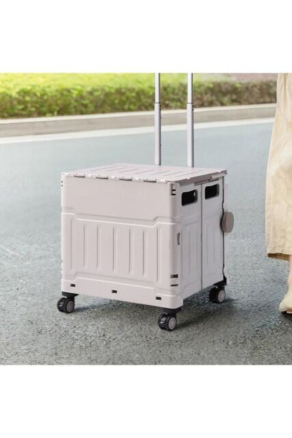 Garden Sanctuary 75L Collapsible Storage Cart Plastic Camping Trolley in White - image 1