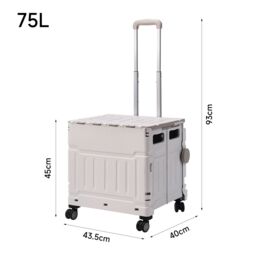 Garden Sanctuary 75L Collapsible Storage Cart Plastic Camping Trolley in White - thumbnail 4