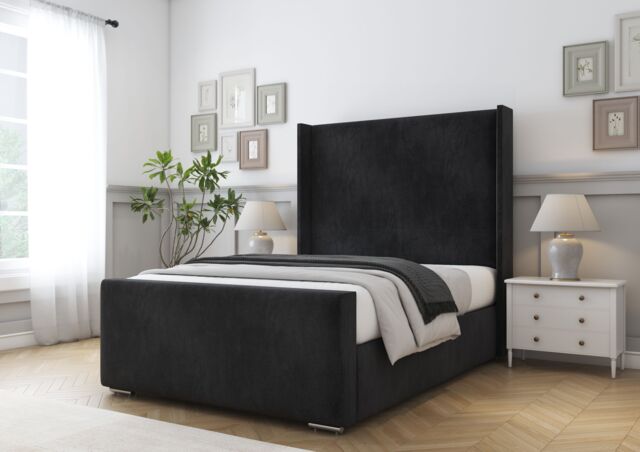 Comfort Beds Madrid Bed Frame in Black - Size: Super King - image 1