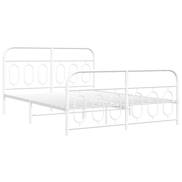 Berkfield Home Metal Bed Frame without Mattress with Footboard White 150x200cm - Size: 150x200 cm - image 1