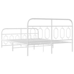 Berkfield Home Metal Bed Frame without Mattress with Footboard White 150x200cm - Size: 150x200 cm - thumbnail 5