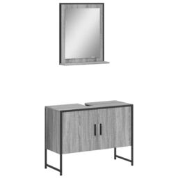 Berkfield Home 2 Piece Bathroom Cabinet Set Grey Sonoma Engineered Wood - thumbnail 2