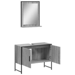 Berkfield Home 2 Piece Bathroom Cabinet Set Grey Sonoma Engineered Wood - thumbnail 5
