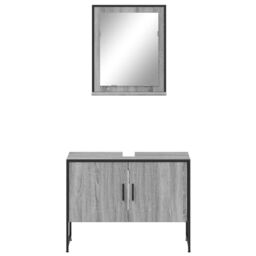 Berkfield Home 2 Piece Bathroom Cabinet Set Grey Sonoma Engineered Wood - thumbnail 6