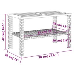 Berkfield Home Garden Table Black 70x38x42 cm Poly Rattan Acacia Wood - Size: 70 x 38 x 42 cm - thumbnail 8