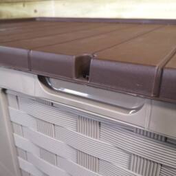Samuel Alexander HUGE XXL 634 Litre Rattan Sit On Cushion Garden Storage Seat Decking Box In Brown - thumbnail 6