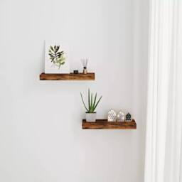 Kelvenix Set of 2 Wall Mounted Floating Shelves for Bathroom & Kitchen in Brown - thumbnail 3