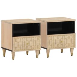 Berkfield Home Bedside Cabinets 2 pcs 40x33x46 cm Solid Wood Mango in Brown - Size: 40 x 33 x 46 cm - thumbnail 4