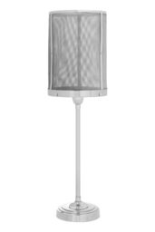 Orsina Silver Industrial Table Lamp, Cylindrical Mesh Shade Desk Lamp, Aluminium & Brass Light, Modern Lighting