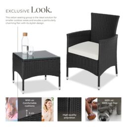 tectake Garden Furniture Set Lucerne in Black - Size: 2 Seater - thumbnail 3