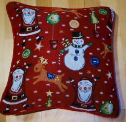 Luxury Living Christmas Celebration Decorative Cushion With Pad 45cm x 45cm in Red - Size: 45 cm x 45 cm - thumbnail 1