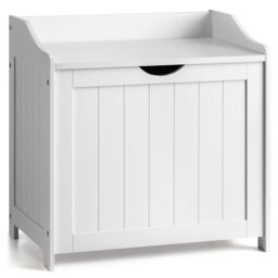 Christow White Laundry Box Wooden Bathroom Storage Basket Linen Clothes Chest