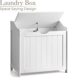 Christow White Laundry Box Wooden Bathroom Storage Basket Linen Clothes Chest - thumbnail 2