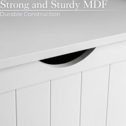 Christow White Laundry Box Wooden Bathroom Storage Basket Linen Clothes Chest - thumbnail 3