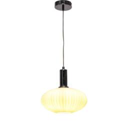 First Choice Lighting Set of 2 Baton - White Ribbed Oval Glass Chrome Deco Pendant Fittings - thumbnail 3