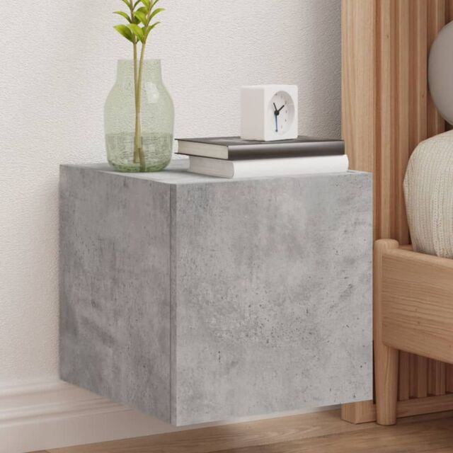 Berkfield Home TV Wall Cabinet with LED Lights Concrete Grey 30.5x35x30 cm - image 1