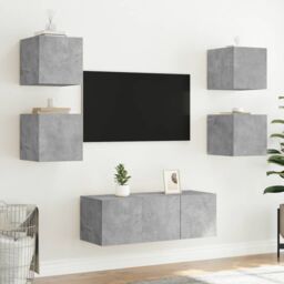 Berkfield Home TV Wall Cabinet with LED Lights Concrete Grey 30.5x35x30 cm - thumbnail 6