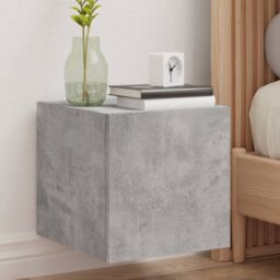 Berkfield Home TV Wall Cabinet with LED Lights Concrete Grey 30.5x35x30 cm - thumbnail 1
