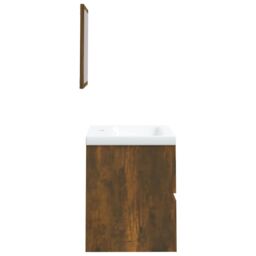 Berkfield Home Bathroom Sink Cabinet with Basin & Mirror Smoked Oak in Brown - thumbnail 5