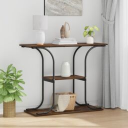 Berkfield Home Console Table Smoked oak 101 x 35 x 80.5 cm Engineered wood in Brown - thumbnail 1