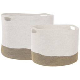 Wyld and Coco Cotton Storage Baskets Set of 2 - White and Light Beige - thumbnail 2