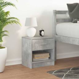 Berkfield Home Bedside Cabinet with Drawer Concrete Grey 39x28x41 cm - Size: 39 x 28 x 41 cm - thumbnail 2
