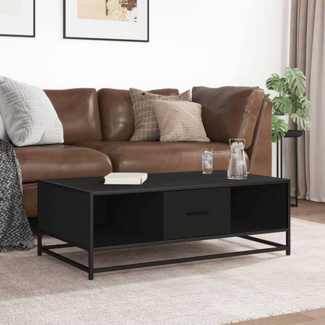 Berkfield Home Durable Coffee Table Black 100x57x35 cm Engineered Wood & Metal - Size: 100 x 57 x 35 cm - image 1
