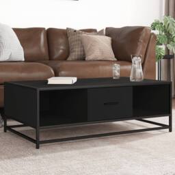Berkfield Home Durable Coffee Table Black 100x57x35 cm Engineered Wood & Metal - Size: 100 x 57 x 35 cm - thumbnail 2