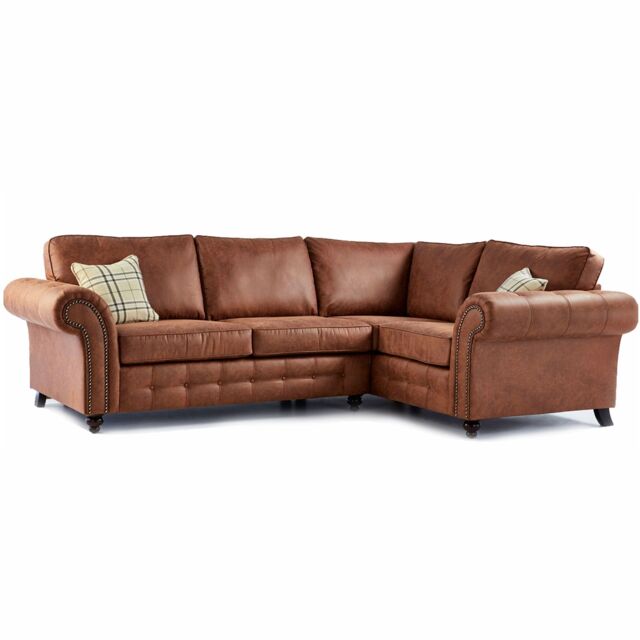 Furnishings For Less UK Oakland Tan Chesterfield 4 Seater L Shape Large Corner Sofa - image 1